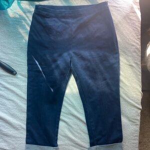 SOURPUSS dark blue stretch denim cropped cuff capris